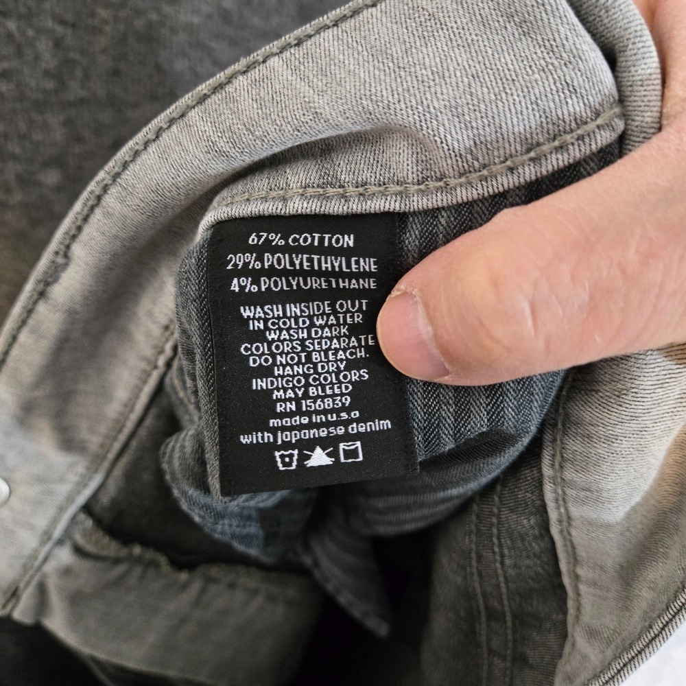 Monfrere Greyson Skinny Jeans Mens 36 x 31 Gray Dist Stone Pants‎ Japanese Denim - Picture 12 of 13